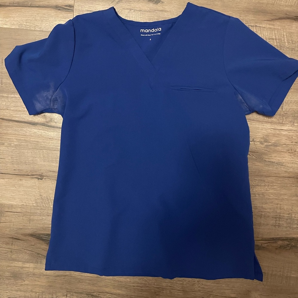 Mandala size small royal blue scrub top